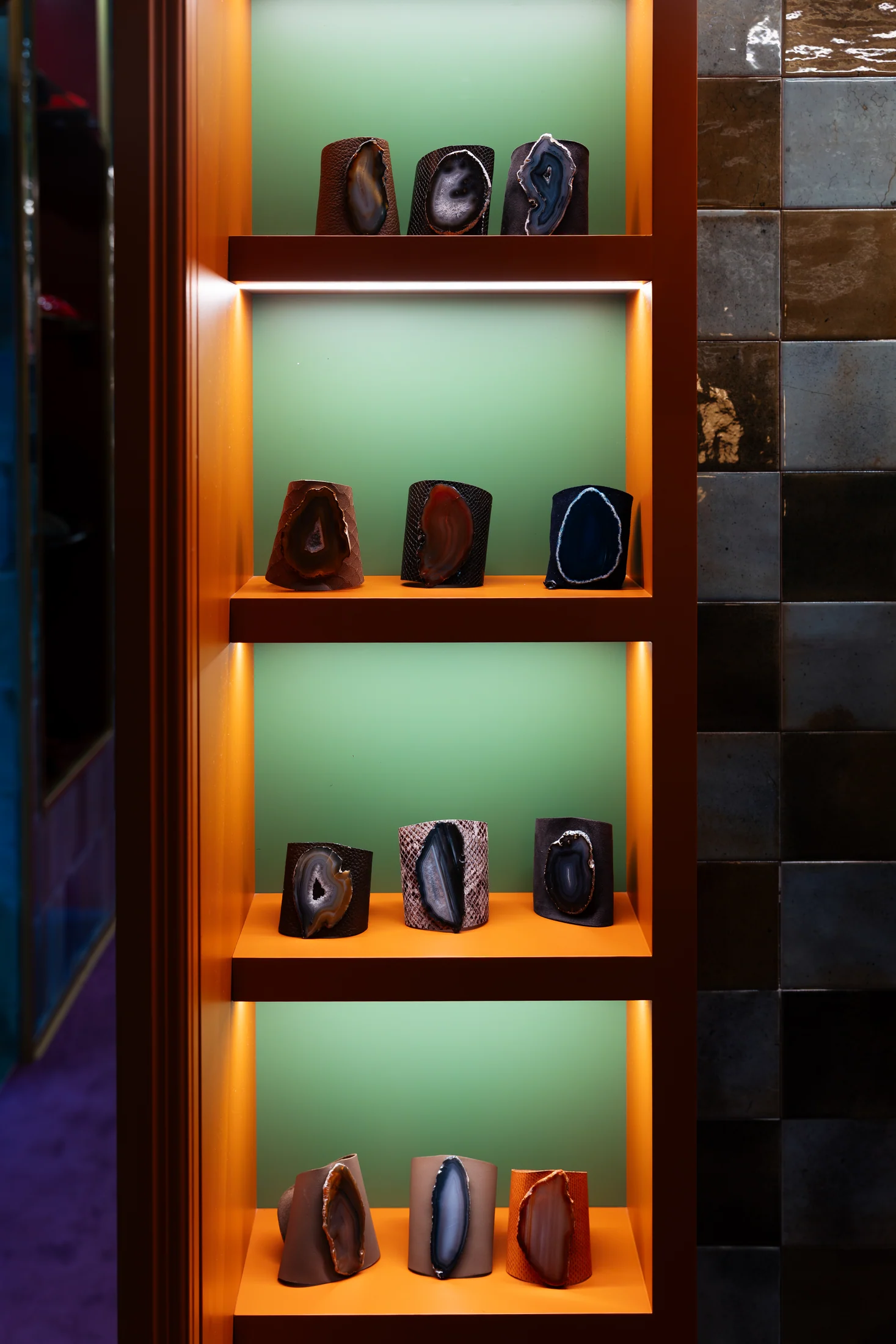 Balasoir accessories displayed inside the Flabelus store, photographed by Ludovic Delot