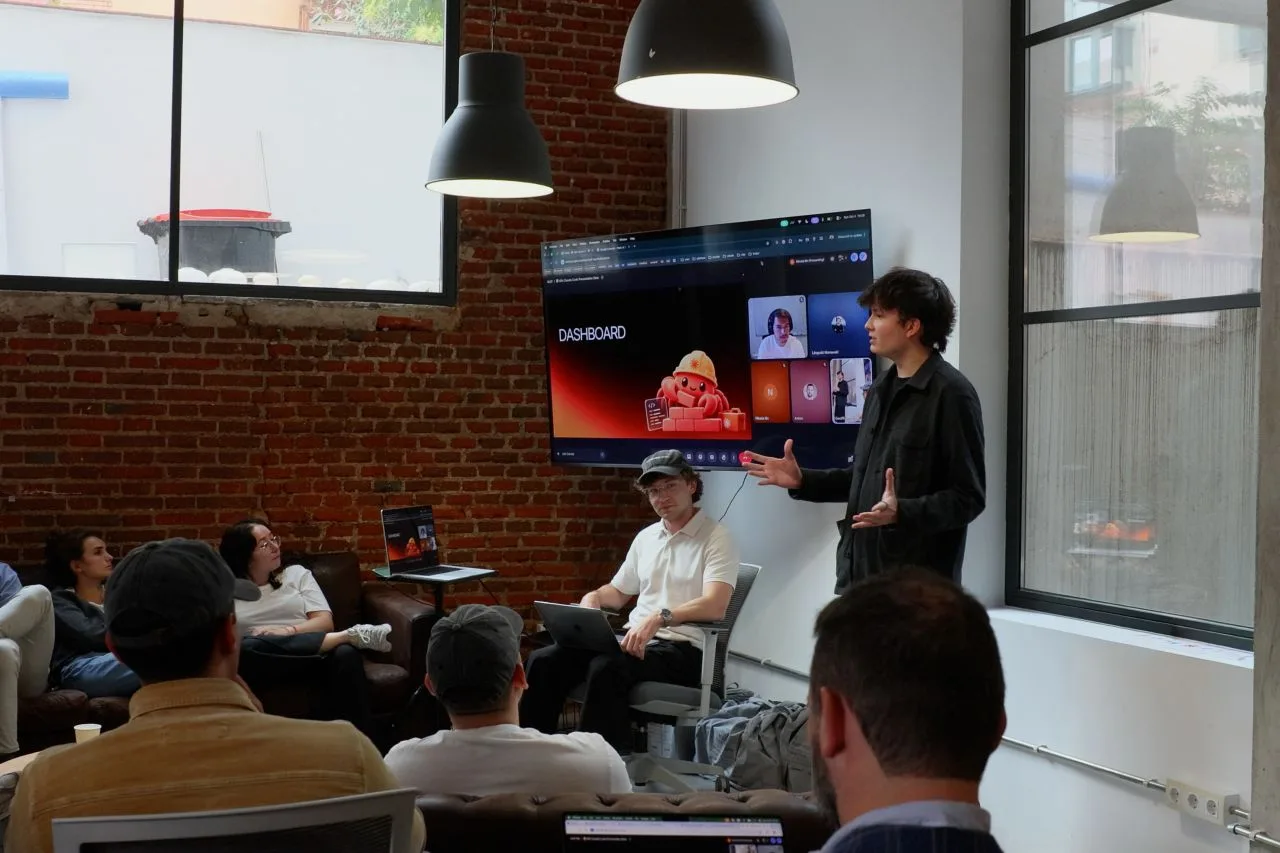 Ludovic Delot presenting during the Claude Community Madrid Hackathon