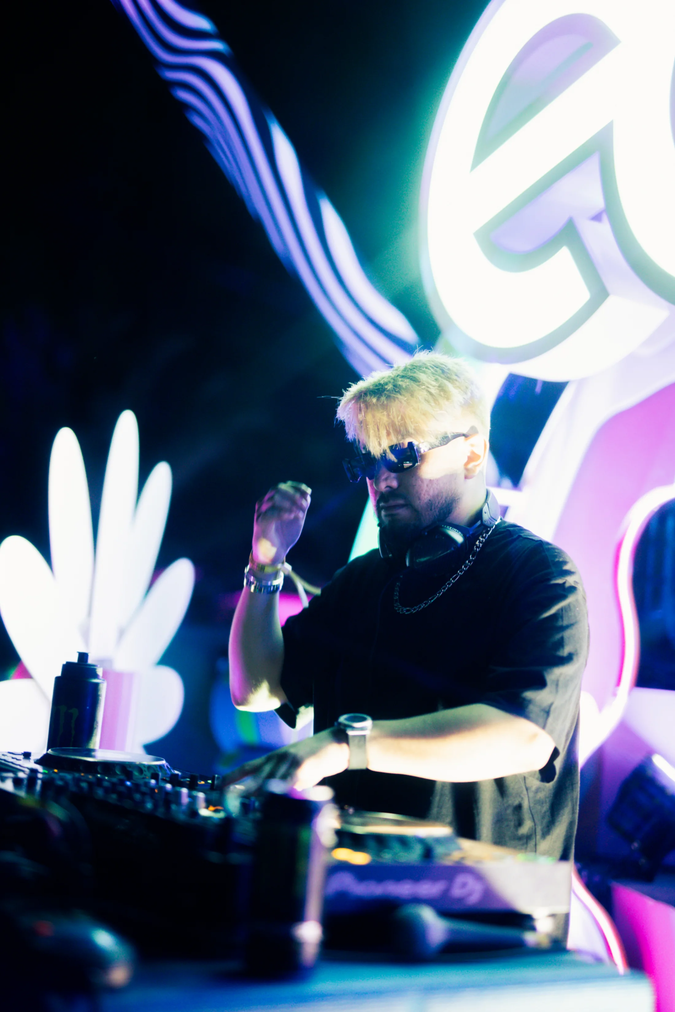 Close view of OLSE performing under the EDC sign.
