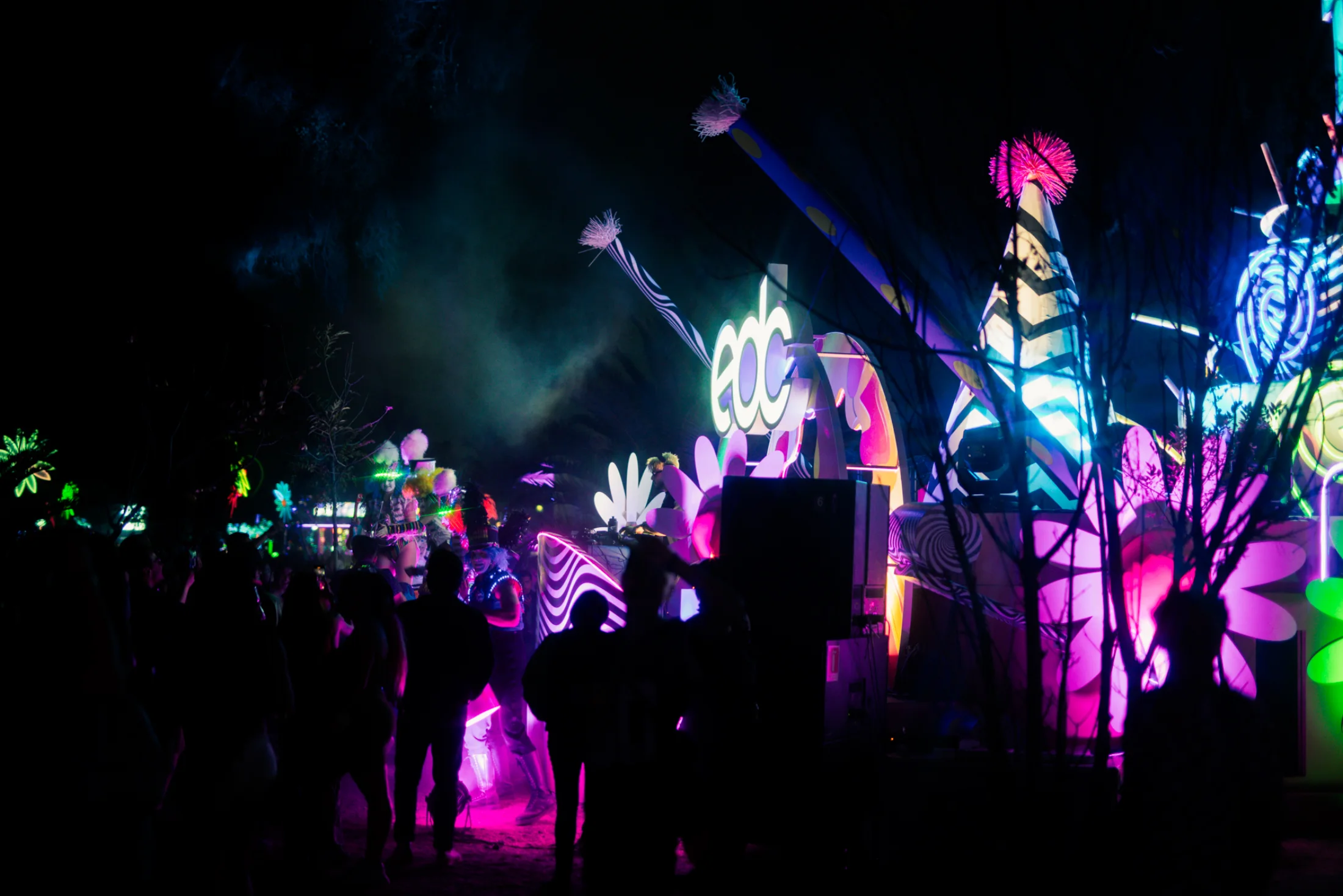 The art car and crowd during OLSE’s set.